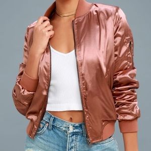 Pink Satin Bomber Jacket